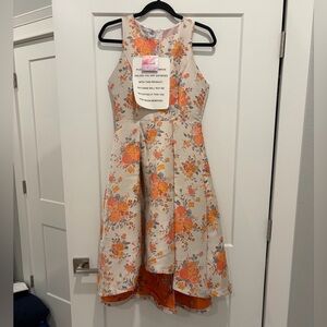 Chicwish Floral Midi Dress in Cream and Orange
